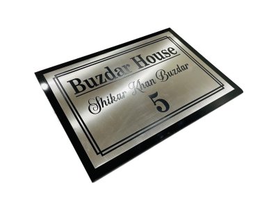 Silver Steel Engraving House Name Plate - Timeless Elegance for Your Home